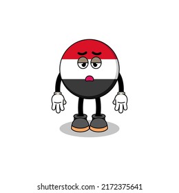 yemen flag cartoon with fatigue gesture , character design