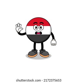 yemen flag cartoon illustration doing stop hand , character design
