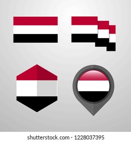Yemen flag design set vector