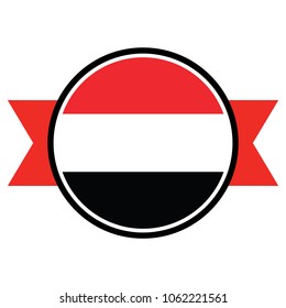 Yemen flag in glossy round button of icon. flag logo of Yemen emblem isolated on white background, Yemen national concept sign, Vector illustration.