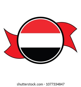 Yemen flag in glossy round button of icon. flag logo of Yemen emblem isolated on white background, Yemen national concept sign, Vector illustration.