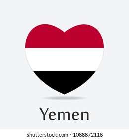 Yemen Flag in Heart Shape