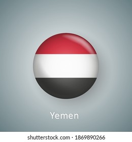 Yemen flag icon circle 3d gradient isolated