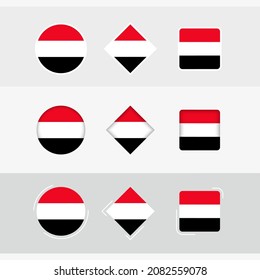 Yemen flag icons set, vector flag of Yemen. Three versions of icon.