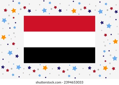 Yemen Flag Independence Day Celebration With Stars svg