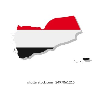 Yemen - Flag inscribed in the contour of the country. Vector illustration.