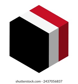 Yemen flag - isometric 3D cube isolated on white background. Vector object.