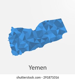 Yemen flag map in geometric,mosaic polygonal style.Abstract tessellation,background. Vector illustration EPS10