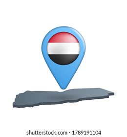 Jemen-Flaggenplan-Pin auf Weiß