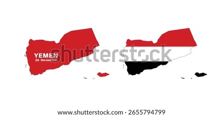  yemen flag and map set. yemen flag in official colors and proportions., map