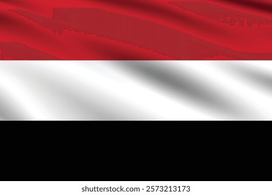 Yemen flag official colors and proportion digital vector illustration. Pleated flag.