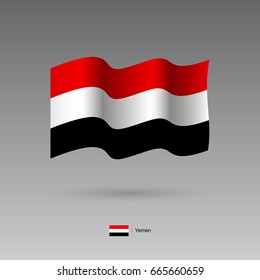 Yemen flag. Official colors and proportion correctly. High detailed vector illustration. 3d and isometry. EPS10