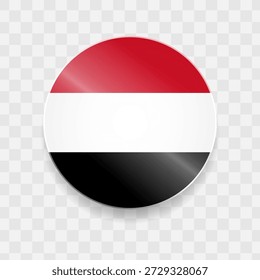 Jemen Flagge auf Knopfdruck glänzend Glas
