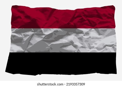 Yemen flag on crumpled paper vector, copy space, Country logo concept,Yemen flag with wrinkled texture paper, nation symbol graphic recycle idea, simple vector, flat design