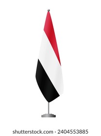 Yemen flag on flag stand for official meetings, transparent background, vector