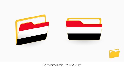 Yemen flag on two type of folder icon. Vector illustration.