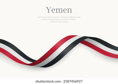 Yemen flag on Waving ribbon. Template for independence day