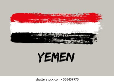 Yemen flag paint brush strokes