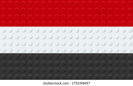 Yemen Flag from plastic building bricks blocks toy. Vector illustration.