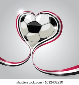 Yemen flag in ribbon. ball for football in the shape of heart. vector illustrator.