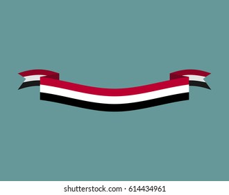 Yemen flag ribbon isolated. Yemeni tape banner. National symbol of ountrys public
