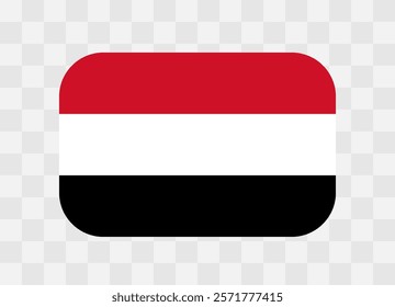 Yemen flag - rounded rectangle colorful flag representing a country cultural identity and heritage. The essence of national pride and unity. Vector flag on transparent background.