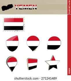 Yemen Flag Set, Flag Set #139. Vector.