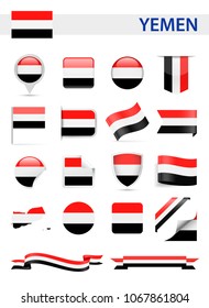 Yemen Flag Set - Vector Illustration