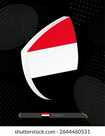 Yemen Flag Shield icon in 3D on Dark Modern Abstract Rugby Background. Perfect for sports events, heritage themes, national celebrations, and patriotic designs.