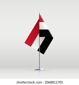 Yemen flag state symbol isolated on background national banner. Greeting card National Independence Day of the Republic of Yemen. Illustration banner with realistic state flag.