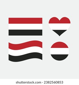 Yemen Flag Vector Collection with Gray Background