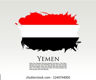 Yemen flag vector grunge paint stroke and text