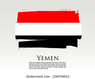 Yemen flag vector grunge paint stroke and text