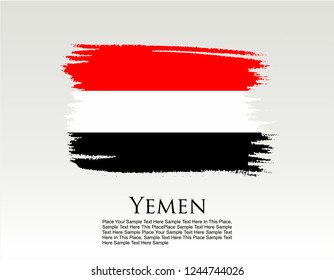 Yemen flag vector grunge paint stroke and text
