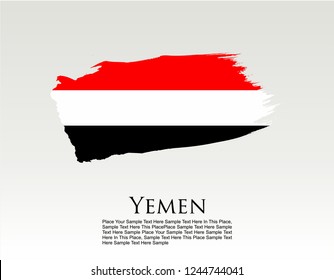 Yemen flag vector grunge paint stroke and text