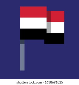 Yemen Flag Vector Pixel Art Icon Design