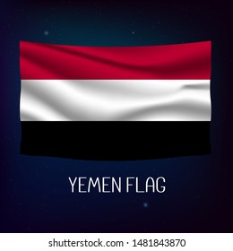 Yemen flag waving with the wind, 3D illustration - Vector