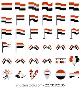 Yemen flags icon set, Yemen independence day icon set vector sign symbol