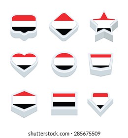 yemen flags icons and button set nine styles