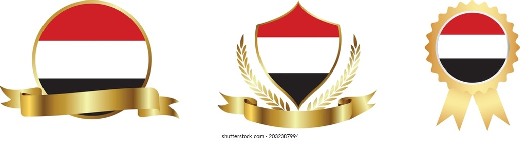 Yemen flags. Symbols of countries map