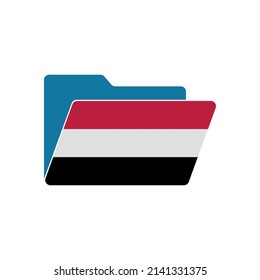 Jemen. Ordnersymbol mit Jemen-Flagge. Vektorordner-Symbole mit Flaggen. Einzeln auf weißem Hintergrund