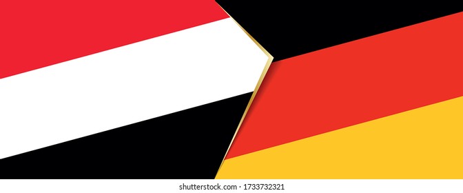 Yemen and Germany flags, two vector flags symbol of relationship or confrontation.
