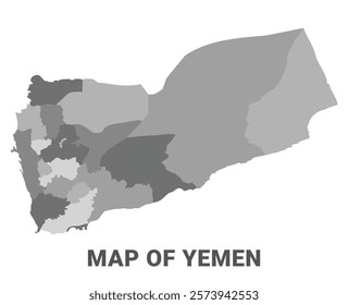 Yemen Greyscale political map simple flat illustration