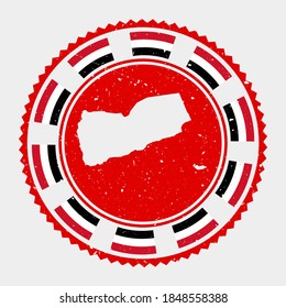 Yemen grunge stamp. Round logo with map and flag of Yemen. Country stamp. Vector illustration.