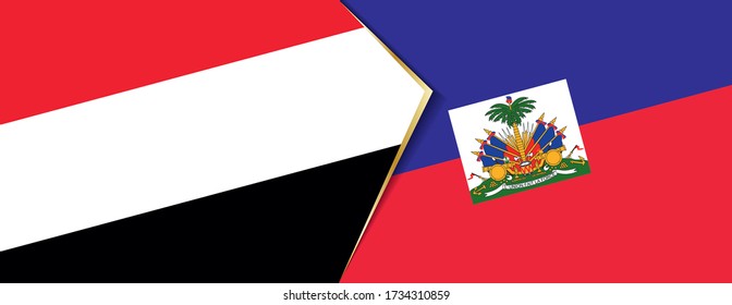Jemen und Haiti Flaggen, zwei Vektorflaggen Symbol für Beziehung oder Konfrontation.