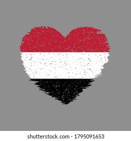 Yemen Heart Shape Flag Grunge Distress Vintage Style