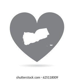 Yemen heart. Heart shape icon with white map