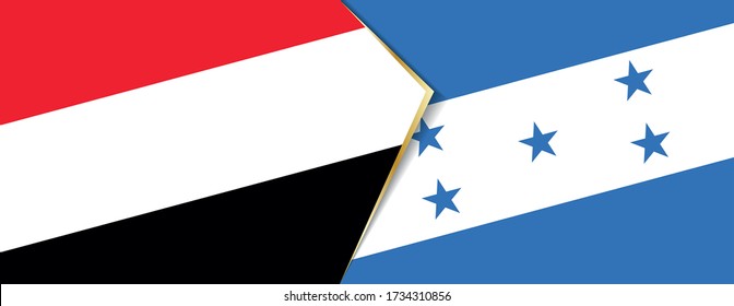 Yemen and Honduras flags, two vector flags symbol of relationship or confrontation.