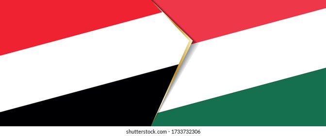 Banderas de Yemen y Hungría, dos banderas vectoriales símbolo de relación o confrontación.