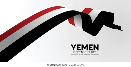 Dia da Independência do Iêmen 30 de novembro bandeira fita vetor cartaz